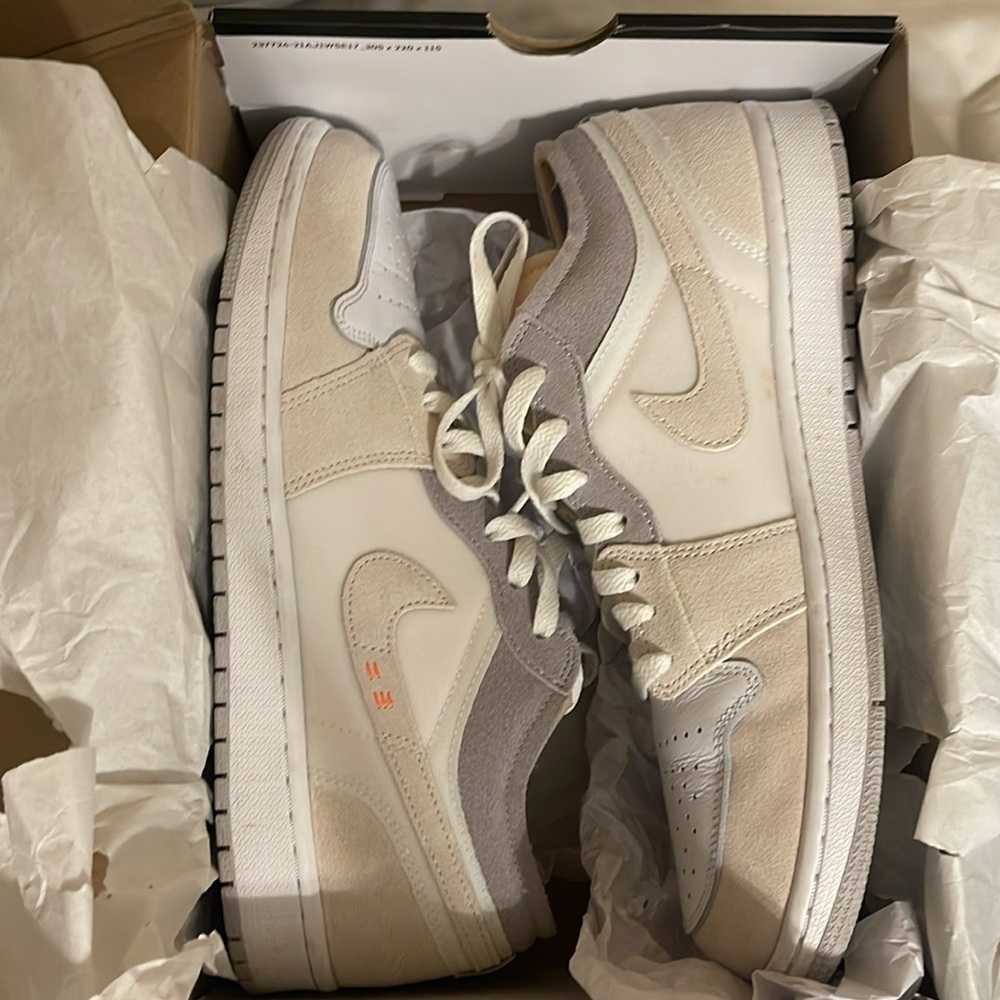 10.5 Jordan 1 Low Inside Out White Neutral Grey Phantom Nike Air Jordan Shoes